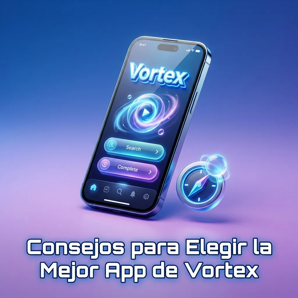 Checklist visual mostrando factores clave para elegir apps de Vortex: licencias, pagos, tamaño y soporte en español