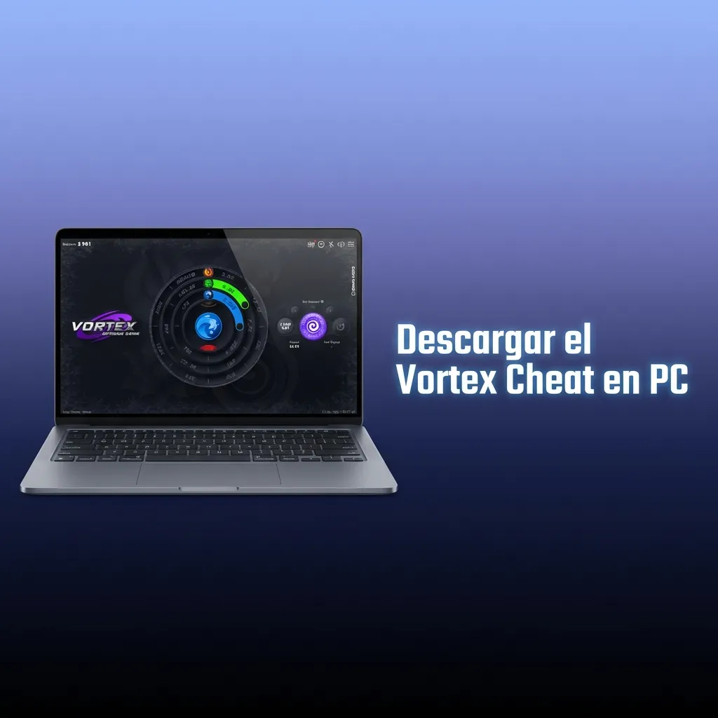 Desktop installation guide for Vortex Predictor software showing download and setup steps on PC with security tips