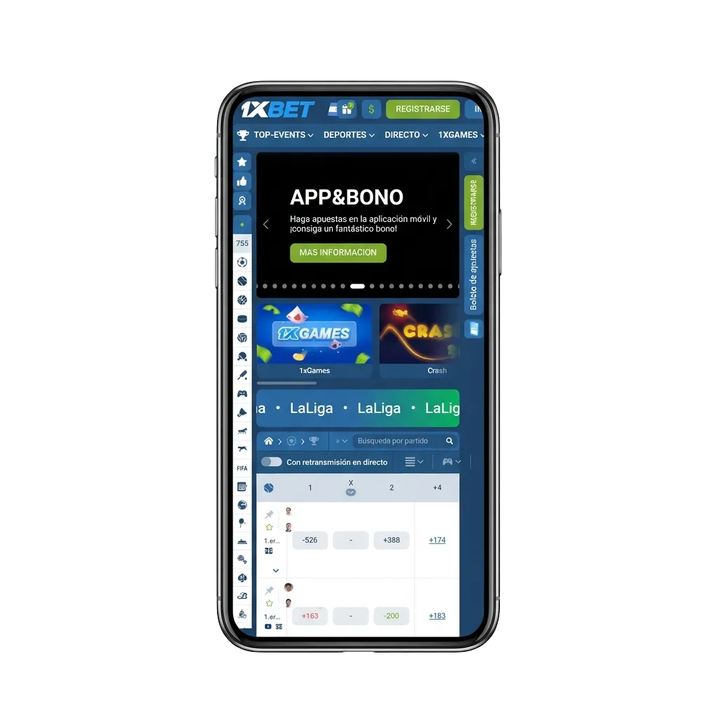 1xbet Vortex app download screen showing Android and iOS options for mobile betting in Argentina