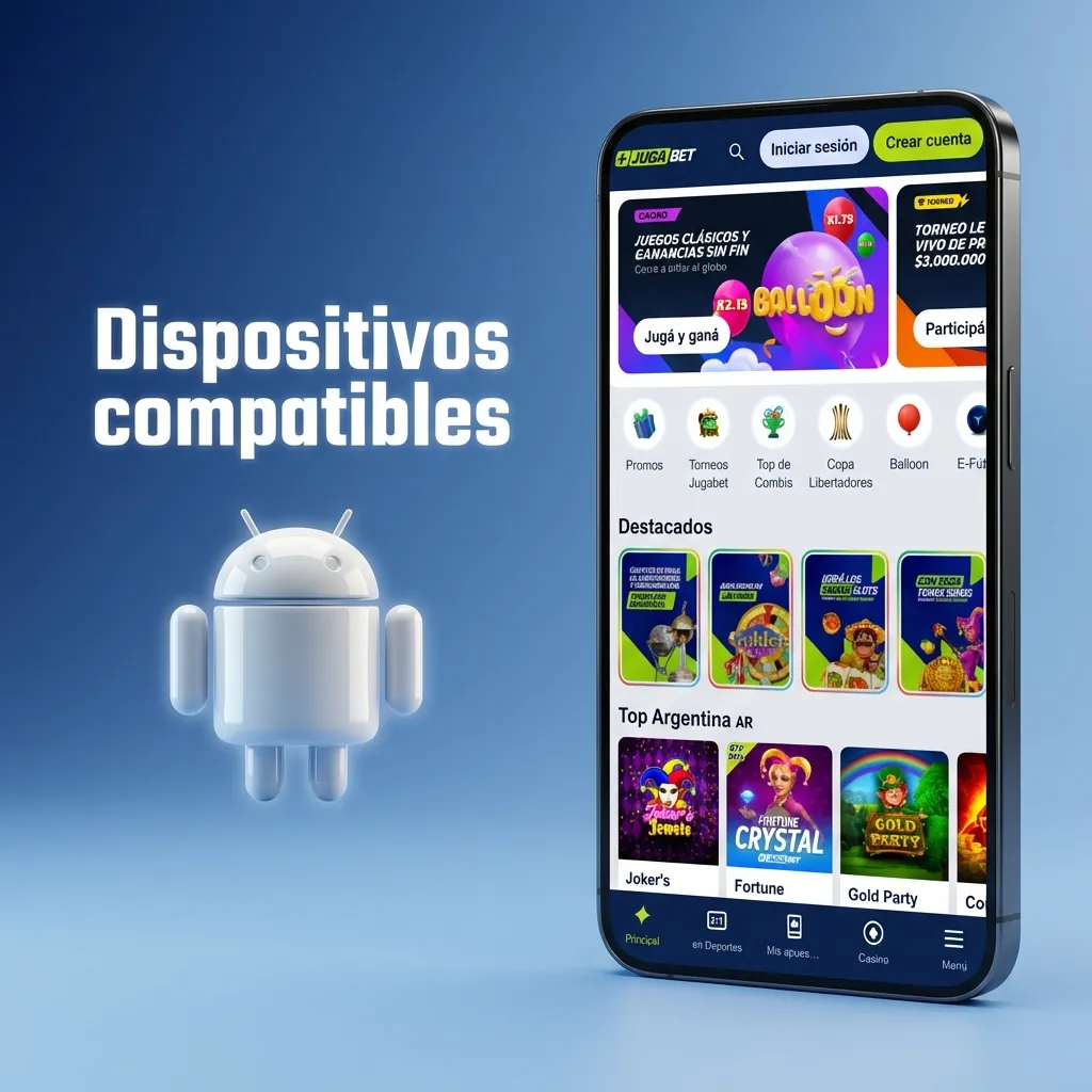 Smartphones Android de diferentes marcas y modelos que son compatibles con la aplicación Jugabet
